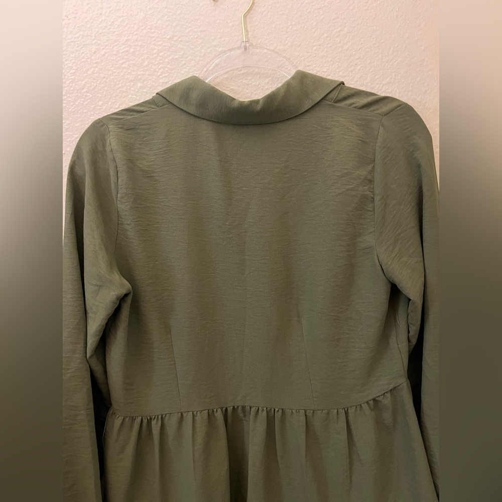 Zara Khaki Green Collared Dress - Picture 8 of 11